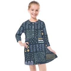 Mixed Background Patterns Kids  Quarter Sleeve Shirt Dress by Vaneshart