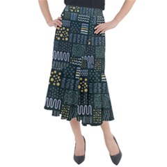 Mixed Background Patterns Midi Mermaid Skirt