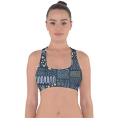 Mixed Background Patterns Cross Back Hipster Bikini Top 