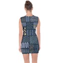 Mixed Background Patterns Lace Up Front Bodycon Dress View2