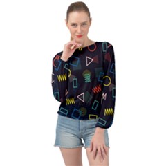 Memphis Seamless Patterns Abstract Jumble Textures Banded Bottom Chiffon Top