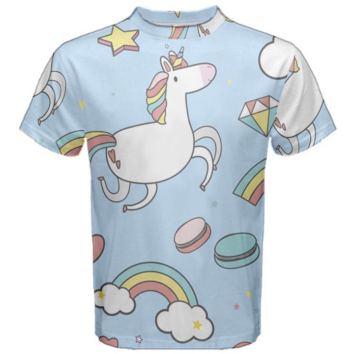 Unicorn Seamless Pattern Background Vector Men s Cotton Tee