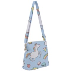 Unicorn Seamless Pattern Background Vector Zipper Messenger Bag by Sobalvarro