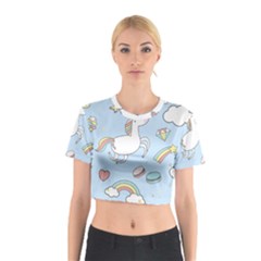 Unicorn Seamless Pattern Background Vector Cotton Crop Top by Sobalvarro