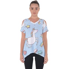 Unicorn Seamless Pattern Background Vector Cut Out Side Drop Tee by Sobalvarro