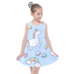 Unicorn Seamless Pattern Background Vector Kids  Summer Dress by Sobalvarro