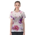 Vector Hand Drawn Cosmos Flower Pattern Women s Sport Mesh Tee View1