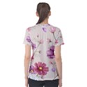 Vector Hand Drawn Cosmos Flower Pattern Women s Sport Mesh Tee View2