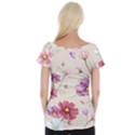 Vector Hand Drawn Cosmos Flower Pattern Cap Sleeve Top View2