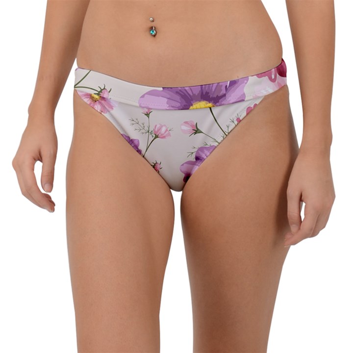 Vector Hand Drawn Cosmos Flower Pattern Band Bikini Bottom