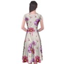 Vector Hand Drawn Cosmos Flower Pattern Cap Sleeve Wrap Front Dress View2