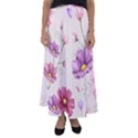 Vector Hand Drawn Cosmos Flower Pattern Flared Maxi Skirt View1