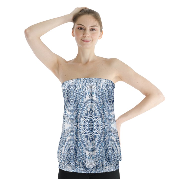 Boho Pattern Style Graphic Vector Strapless Top