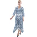 Boho Pattern Style Graphic Vector Quarter Sleeve Wrap Front Maxi Dress View1