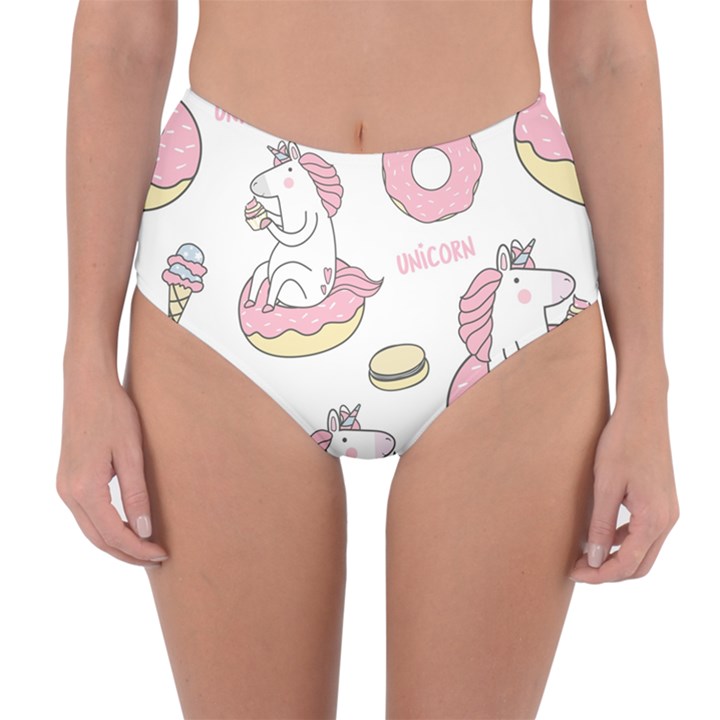 Unicorn Seamless Pattern Background Vector (1) Reversible High-Waist Bikini Bottoms