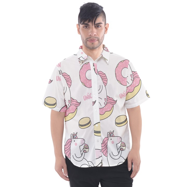 Unicorn Seamless Pattern Background Vector (1) Men s Short Sleeve Shirt