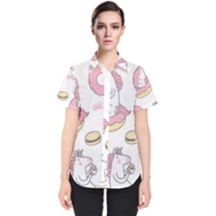 Unicorn Seamless Pattern Background Vector (1) Women s Short Sleeve Shirt