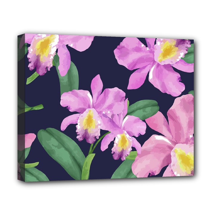 Vector Hand Drawn Orchid Flower Pattern Deluxe Canvas 20  x 16  (Stretched)