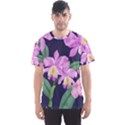 Vector Hand Drawn Orchid Flower Pattern Men s Sports Mesh Tee View1