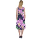 Vector Hand Drawn Orchid Flower Pattern Midi Sleeveless Dress View2