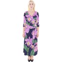 Vector Hand Drawn Orchid Flower Pattern Quarter Sleeve Wrap Maxi Dress View1