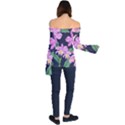 Vector Hand Drawn Orchid Flower Pattern Off Shoulder Long Sleeve Top View2