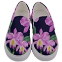 Vector Hand Drawn Orchid Flower Pattern Men s Canvas Slip Ons View1