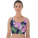 Vector Hand Drawn Orchid Flower Pattern Velvet Crop Top View1