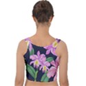 Vector Hand Drawn Orchid Flower Pattern Velvet Crop Top View2