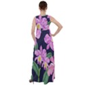 Vector Hand Drawn Orchid Flower Pattern Empire Waist Velour Maxi Dress View2