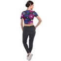 Vector Seamless Flower And Leaves Pattern Short Sleeve Cropped Jacket View2