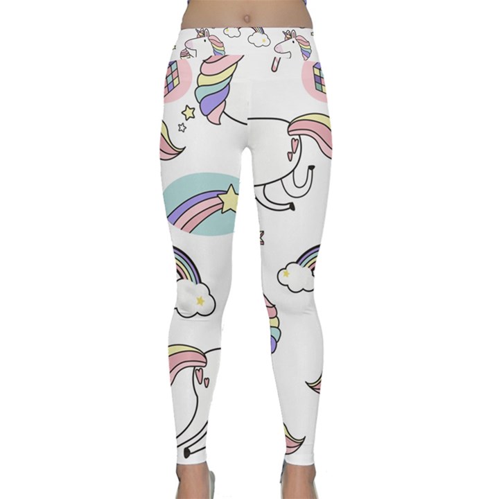 Cute Unicorns With Magical Elements Vector Classic Yoga Leggings