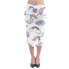 Cute Unicorns With Magical Elements Vector Midi Pencil Skirt by Sobalvarro