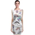 Cute Unicorns With Magical Elements Vector Sleeveless Velvet Midi Dress View1