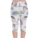 Cute Unicorns With Magical Elements Vector Velvet Capri Leggings  View2