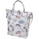 Cute Unicorns With Magical Elements Vector Buckle Top Tote Bag View2