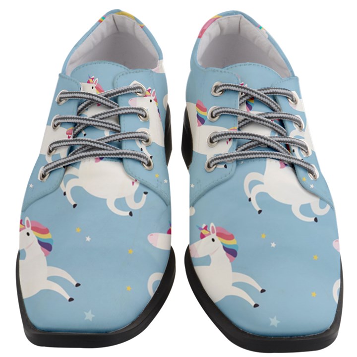 Unicorn Seamless Pattern Background Vector (2) Women Heeled Oxford Shoes