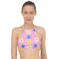 Pop Art Pineapple Seamless Pattern Vector Racer Front Bikini Top by Sobalvarro