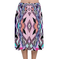 Marble Texture Print Fashion Style Patternbank Vasare Nar Abstract Trend Style Geometric Velvet Flared Midi Skirt