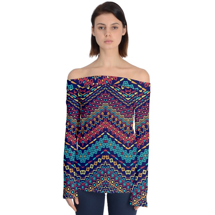 Ethnic  Off Shoulder Long Sleeve Top