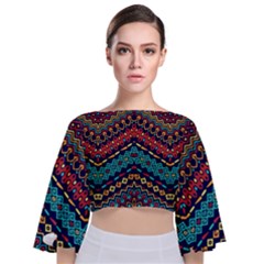 Ethnic  Tie Back Butterfly Sleeve Chiffon Top by Sobalvarro