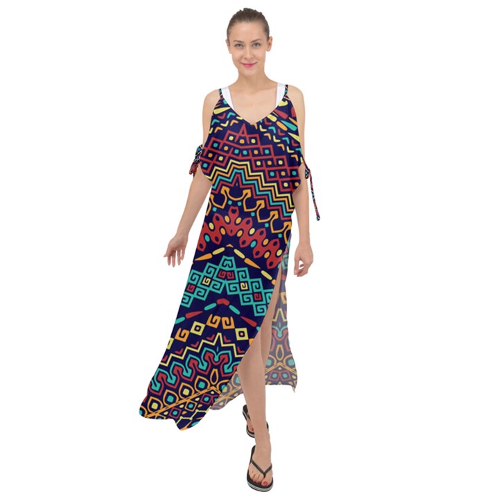 Ethnic  Maxi Chiffon Cover Up Dress