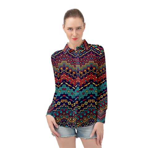 Ethnic  Long Sleeve Chiffon Shirt by Sobalvarro