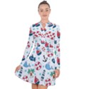 Seamless Pattern Nautical Icons Cartoon Style Long Sleeve Panel Dress View1