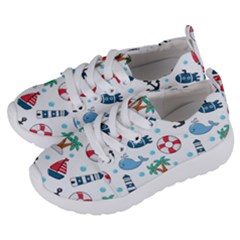 Seamless Pattern Nautical Icons Cartoon Style Kids  Lightweight Sports Shoes by Vaneshart