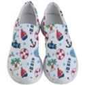 Seamless Pattern Nautical Icons Cartoon Style Women s Lightweight Slip Ons View1