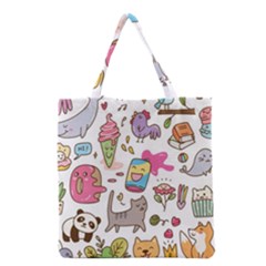 Set Kawaii Doodles Grocery Tote Bag by Vaneshart