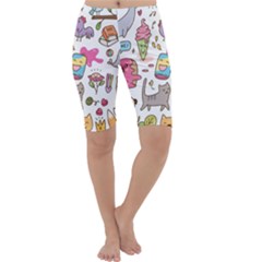 Set Kawaii Doodles Cropped Leggings  by Vaneshart