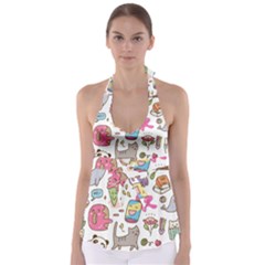 Set Kawaii Doodles Babydoll Tankini Top by Vaneshart