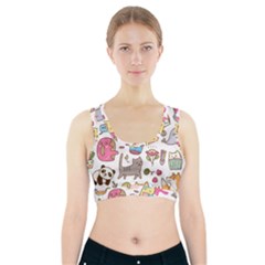 Set Kawaii Doodles Sports Bra With Pocket by Vaneshart